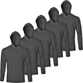 Mens Active Athletic Long Sleeve Hoodies 5 Pack - Quick Dry Sun