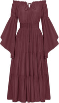 Scarlet Darkness Renaissance Costume Off Shoulder Tiered Maxi Dress on