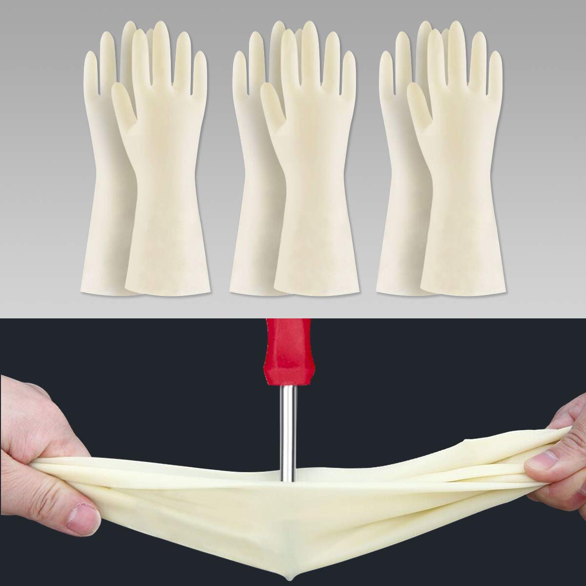 BOOMJOY Heavy Duty Nitrile Gloves - 3 Pairs, Size M
