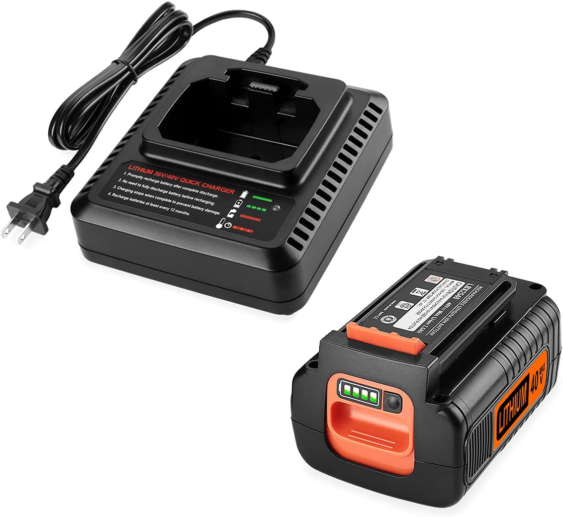Energup 40V Replacement Battery and Charger for Black Decker Tools