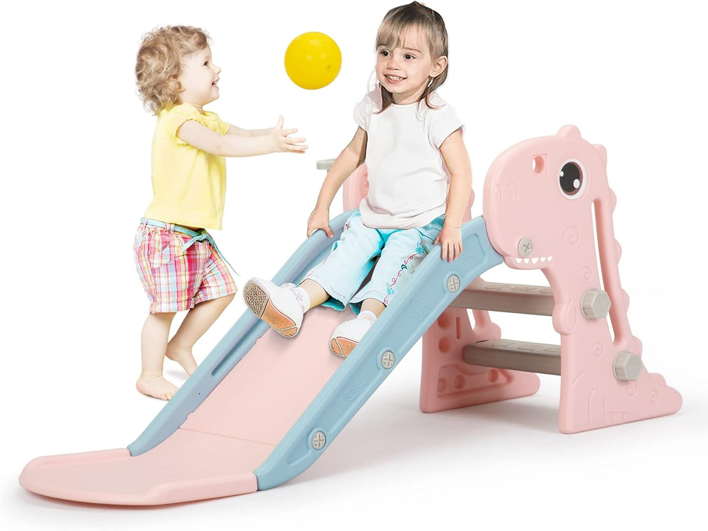 3 in 1 Toddler Slide Climber Playset with Basketball Hoop