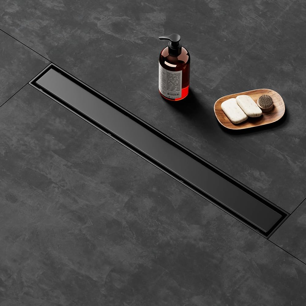 Linear Shower Drain 24 Inch Black for Fast Drainage and Style