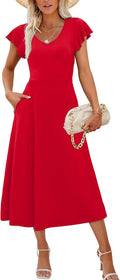 Chic SAMPEEL Women's Ruffle Sleeve Summer Dress for Effortless Style