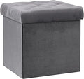 Velvet Storage Ottoman Cube - Foldable Seat with Lid and Storage