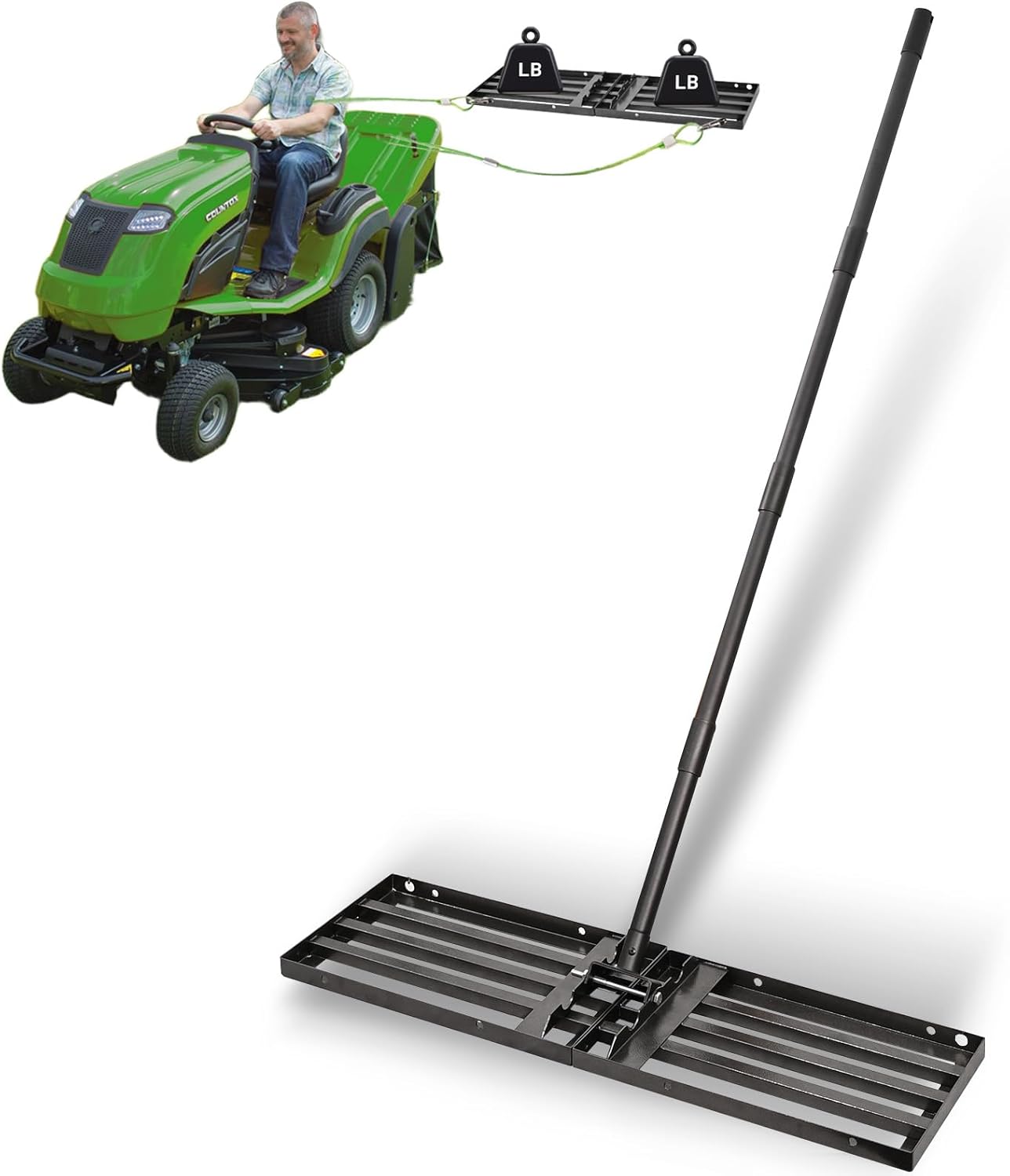 Lawn Leveling Rake with Adjustable Handle for Perfectly Flat Yards