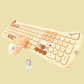 Cute Cat 2.4G USB Wireless Keyboard and Mouse Combo - Silent Keys