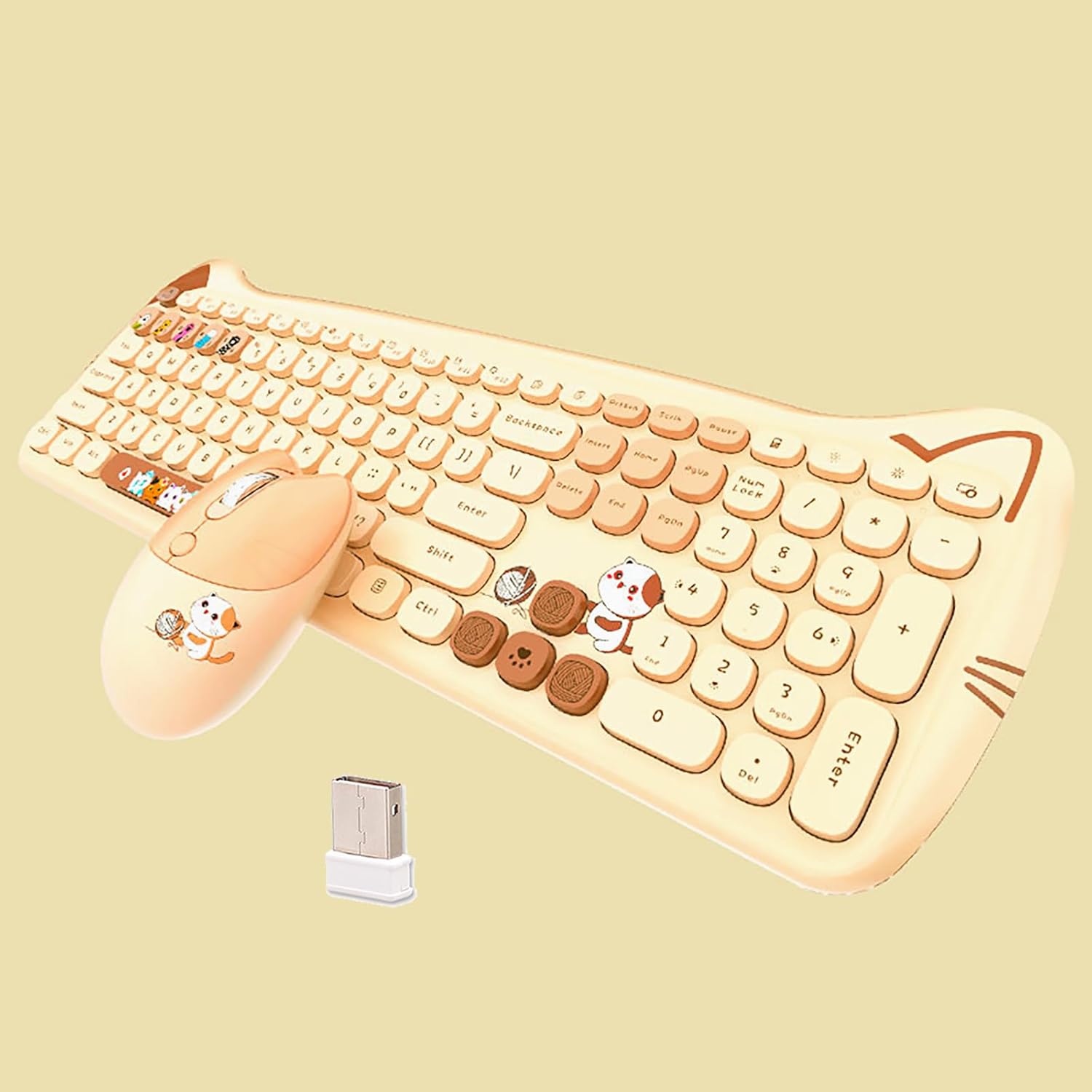 Cute Cat 2.4G Wireless Keyboard and Mouse Combo for PC