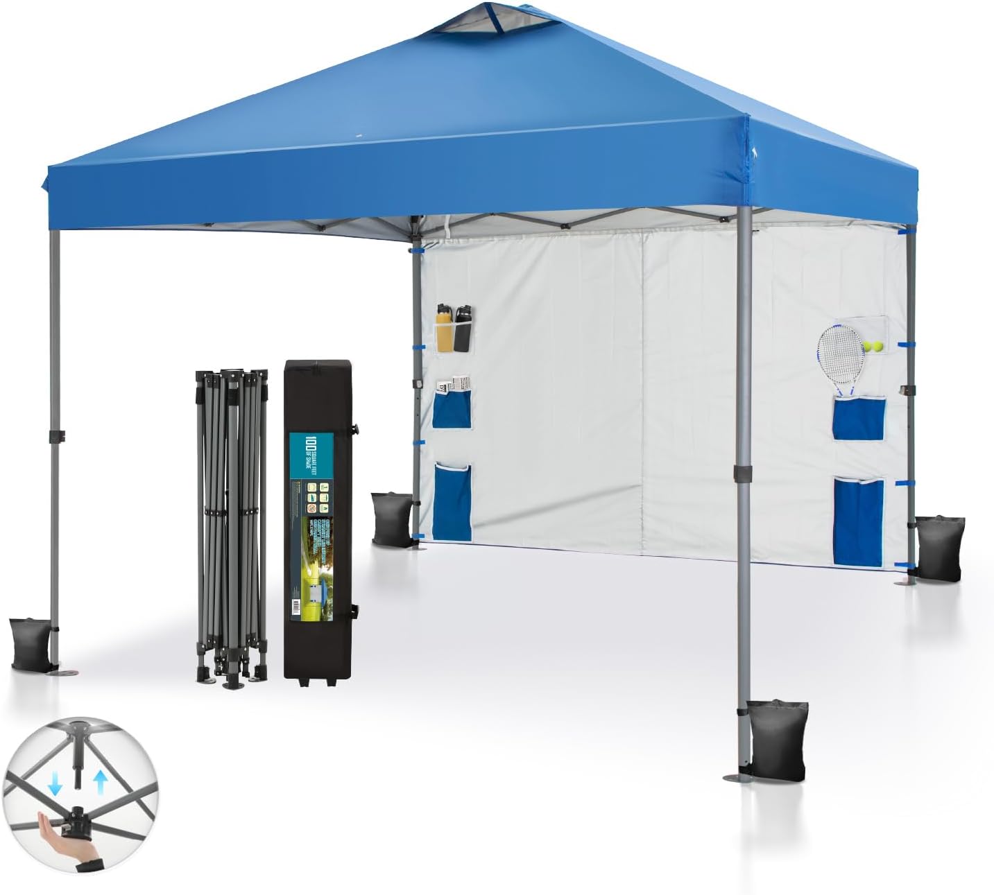 Instant Setup 10x10 Canopy Tent with Sidewall & Pockets