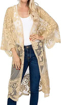 Bsubseach Women Mesh Lace Beach Kimono Cardigan - Flowy Cover Up