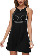 Women Summer Dress with Built in Bra Halter Mini Sundress - Flowy