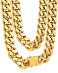 Chunky Miami Cuban Chain Necklace for Men 9mm Silver - Heavy Stainless