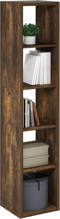 Furinno Cubicle 5-Cube Vertical Thick Frame Bookshelf - Space-Saving