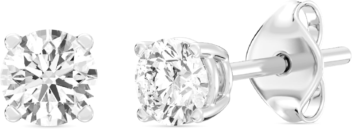 Gilded Lab-Grown Diamond Stud Earrings for Women in Silver