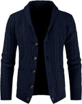 Men's Wool Blend Shawl Collar Cable Knit Cardigan - Cozy Fit JMIERR