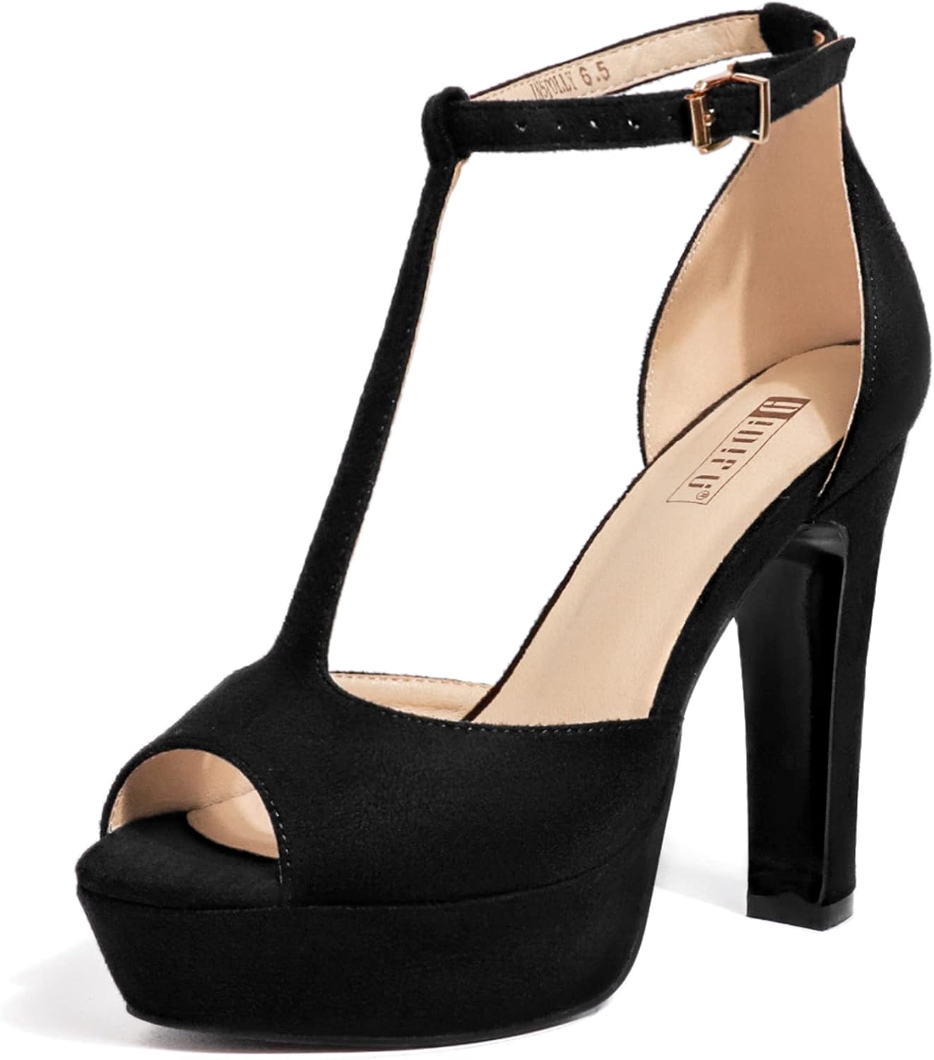 IDIFU Women's Polly Platform Chunky High Heels T-Strap Sandals