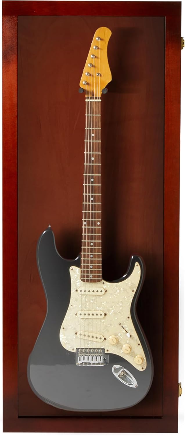 Electric Guitar Display Case - Premium Hardwood Wall Mount
