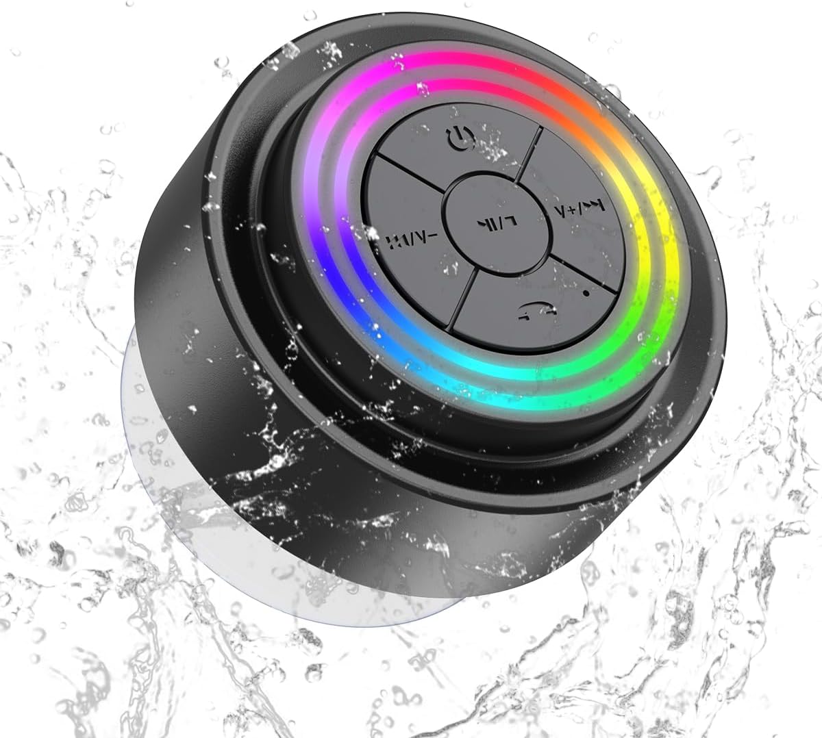 Bluetooth Shower Speaker with RGB Lights and Suction Cup