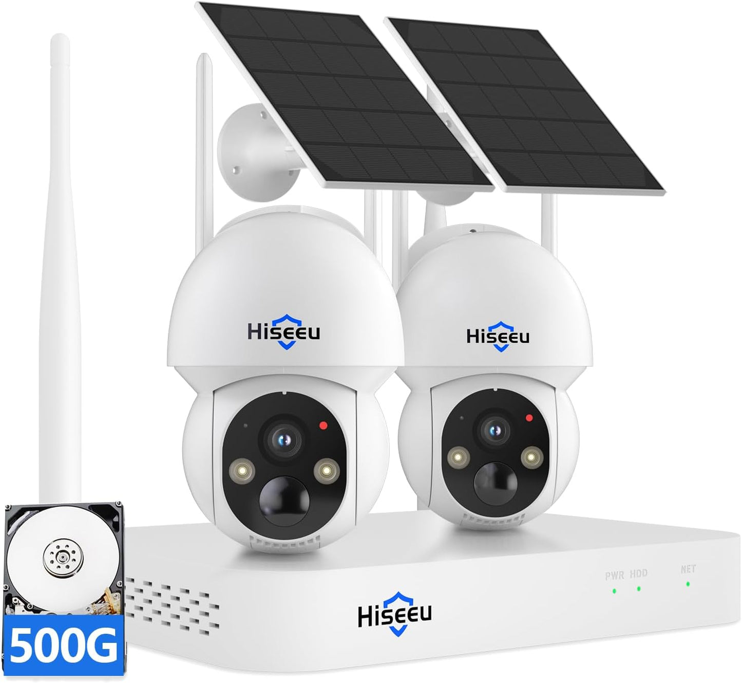 Hiseeu Solar Security Camera Outdoor System with Color Night Vision