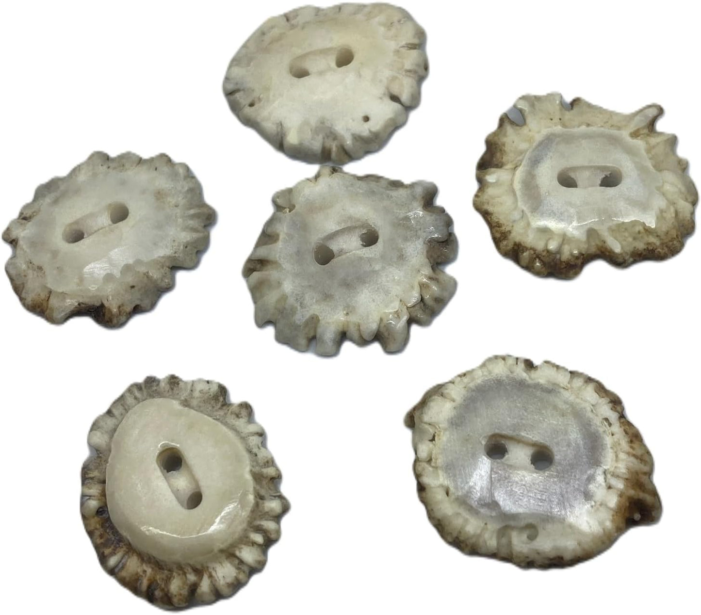 Hand Carved Naturally Shed Antler Buttons for Unique Crafts