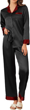 Ekouaer Silk Pajamas for Women Striped Leopard Satin Set - Silky