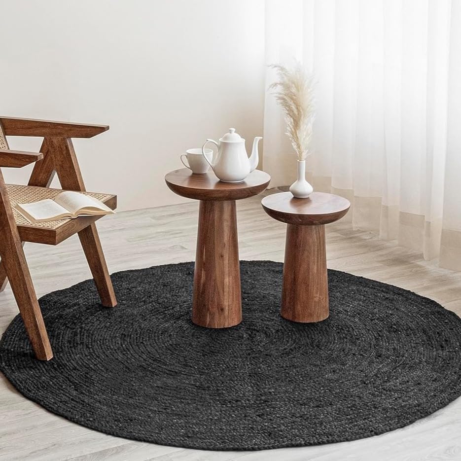 Handwoven Round Jute Rug - Eco-Friendly Boho Farmhouse Design