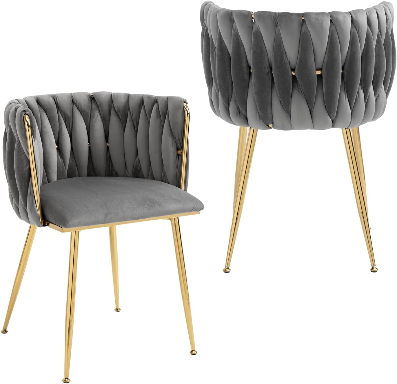 Nrizc Woven Dining Chairs Set of 2 with Velvet Upholstery