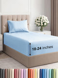 Extra Deep Pocket Twin Sheets Light Blue - 3 Piece Microfiber Set