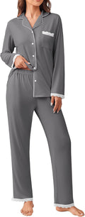 Ekouaer Womens Pajamas Set Long Sleeve Button Down - Soft Lace PJs its