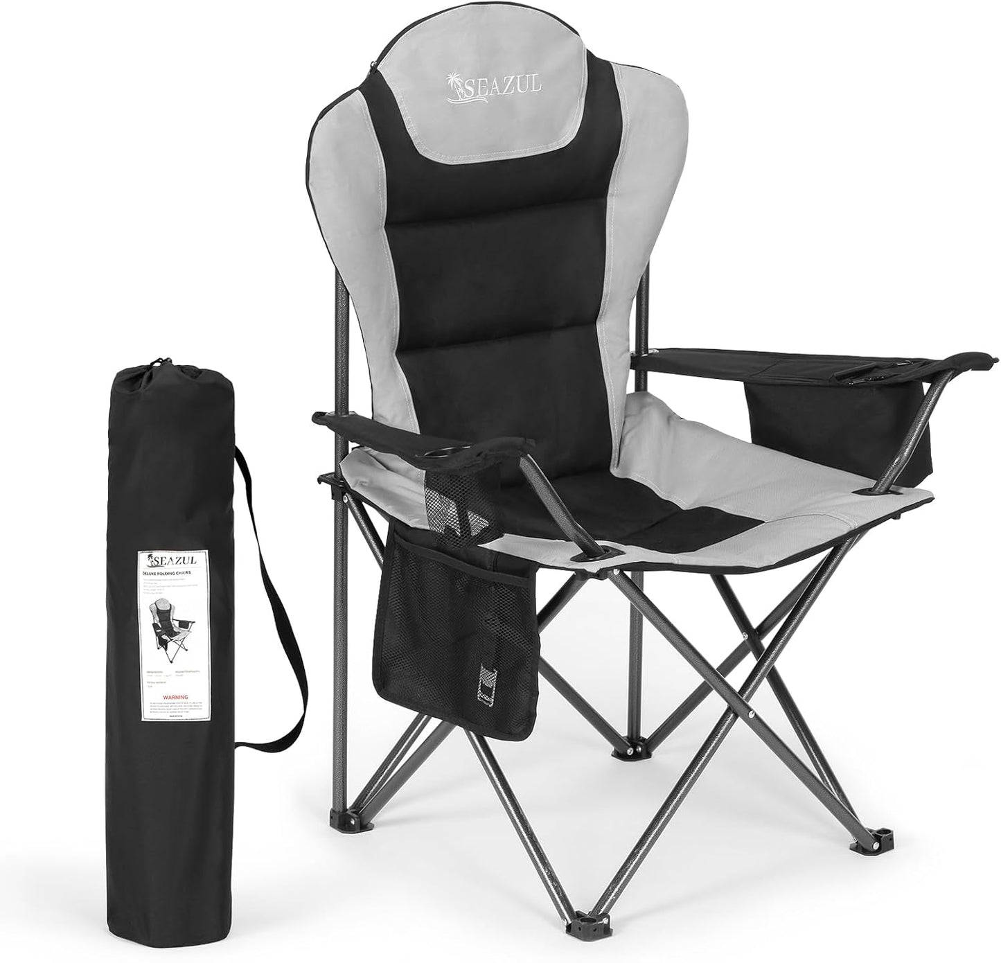 Camping Chairs for Adults with Cooler Bag & Cup Holder