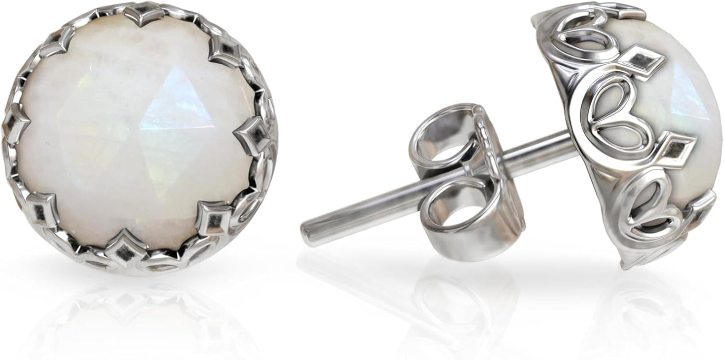 925 Sterling Silver Gemstone Studs Earrings for Women - Minimalist