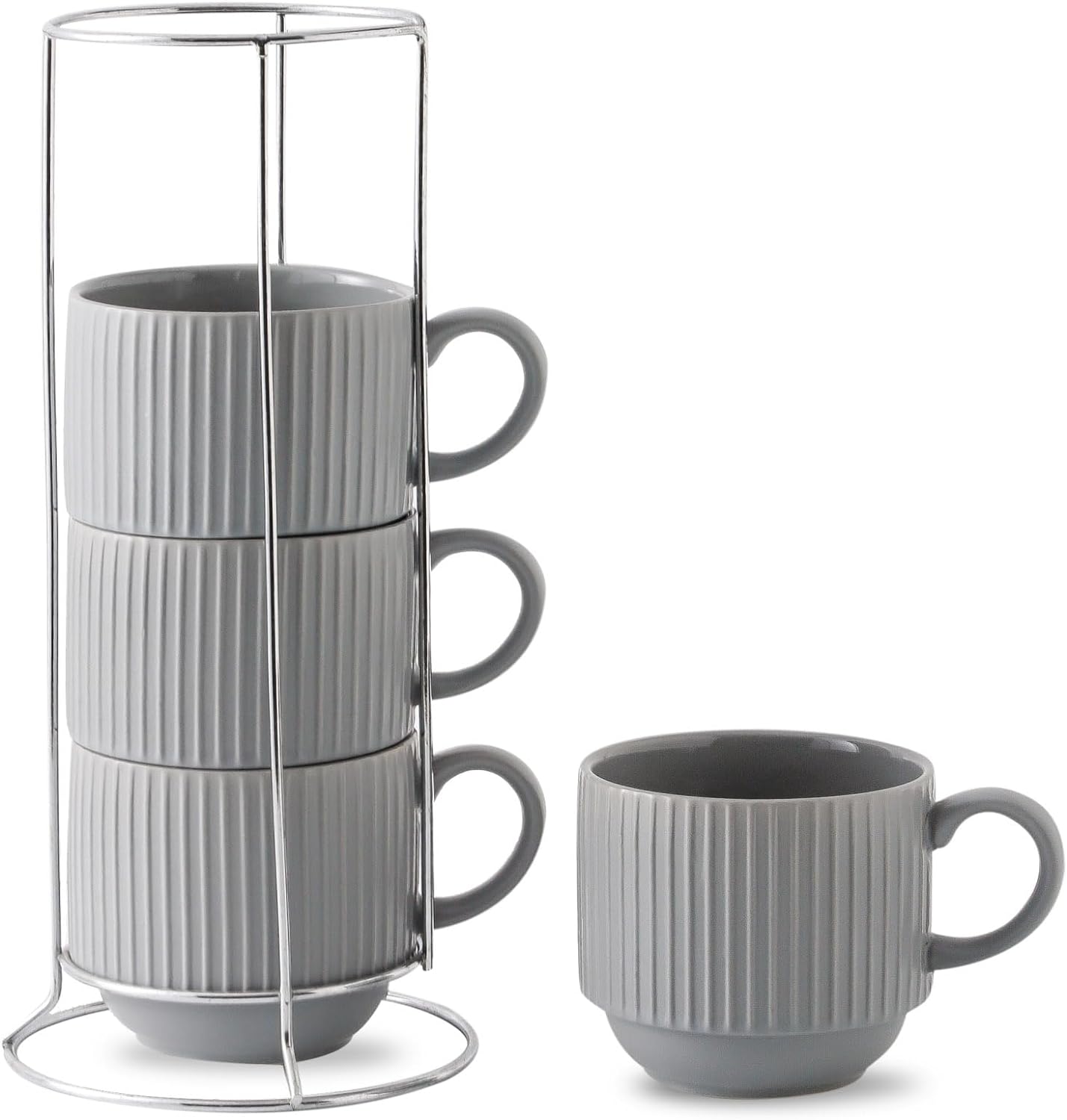 Hasense Coffee Mugs Set of 4 - Stylish Stacking Tea Cups