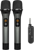 Wireless Microphone Dual Handheld UHF Mic Set - Stable 200ft Range