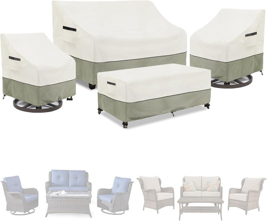 Patio Furniture Covers 4 Piece Set for Loveseat and Chairs