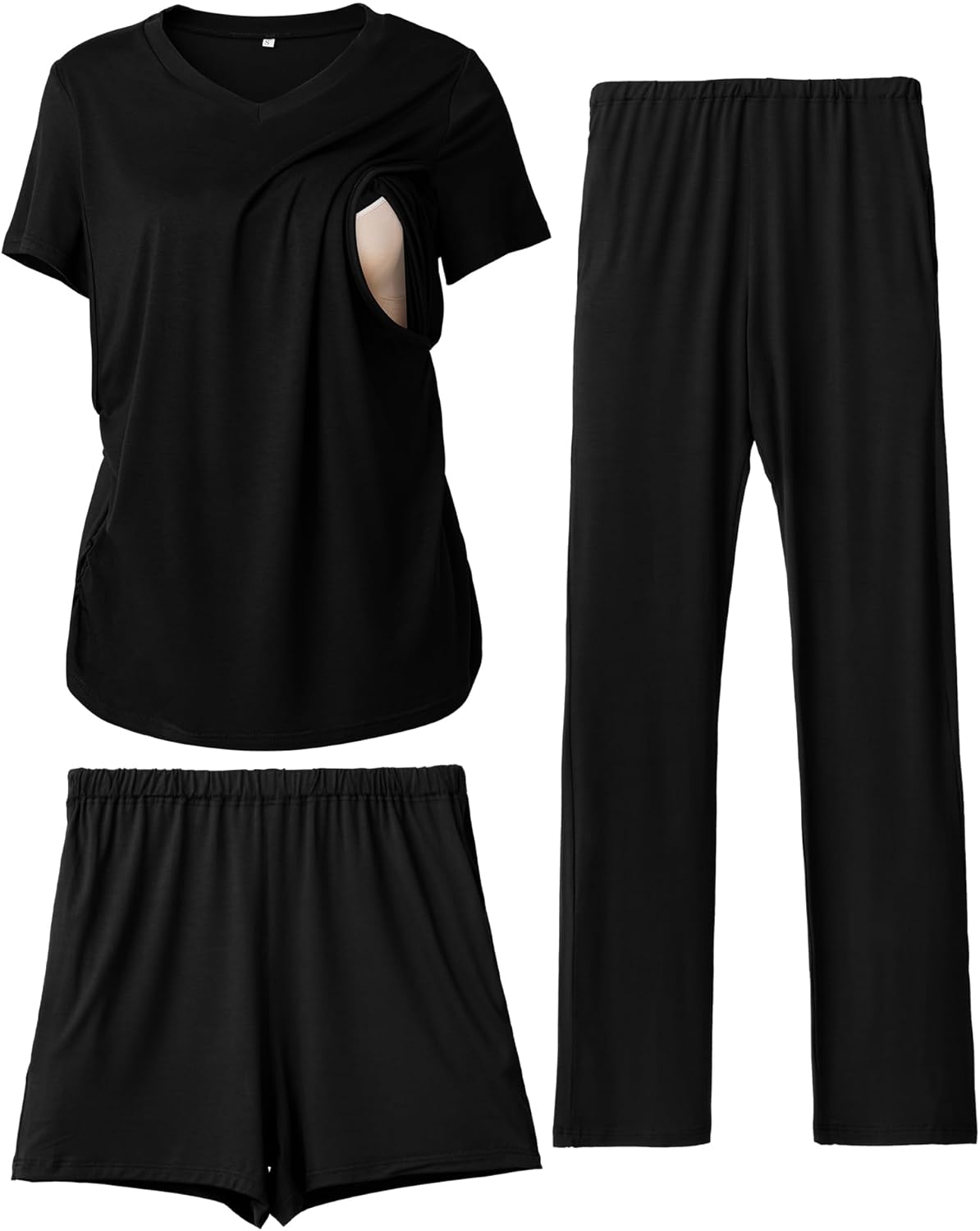 Rnxrbb 3 Piece Women's Maternity Nursing Pajamas Set for Comfort