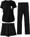 Maternity Nursing Pajamas Set 3 Piece V Neck - Comfortable Nursing