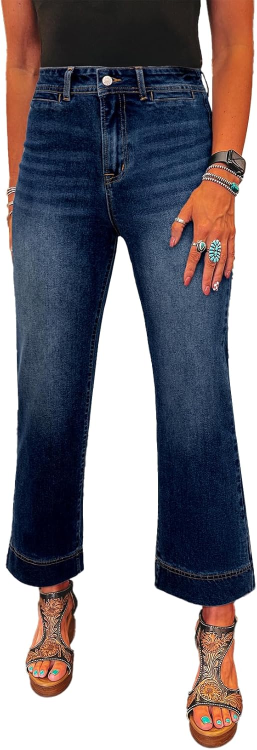 Trendy High Waisted Flare Jeans for Women by SHEWIN