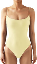 Square Neck Backless Thong Bodysuit for Women - Soft Double Layer