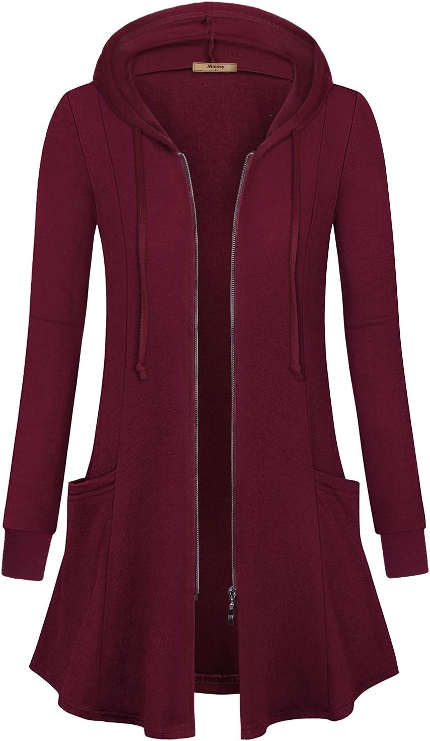 Miusey Womens Zip Up Long Hoodie Jacket for Stylish Comfort