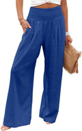 Angerella Womens Elastic High Waisted Palazzo Pants Casual Wide Leg