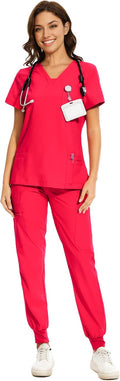 COZYFIT Scrubs for Women V-Neck Top & Cargo Pants Set (Style VM8P)