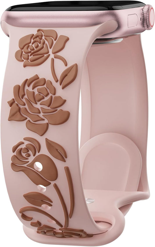 Floral Engraved Apple Watch Band - Enhance Your Style!