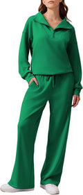 PINSPARK 2 Piece Sweatsuit Set - Oversized Half-Zip Tracksuit petite