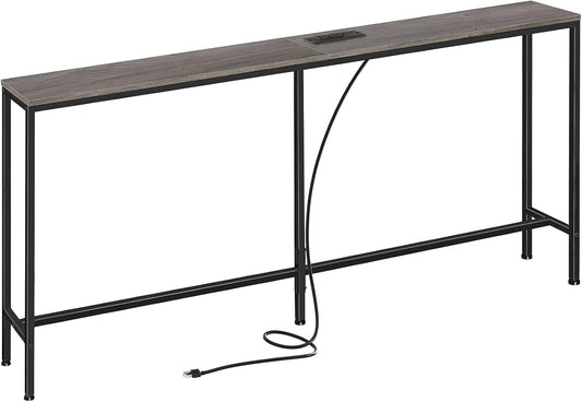 SUPERJARE 70 Inch Console Table with Outlet for Living Room