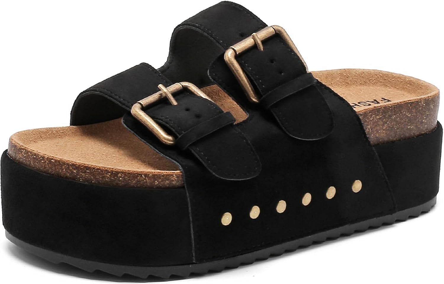 Women's Platform Clogs Sandals with Comfort Double Buckles