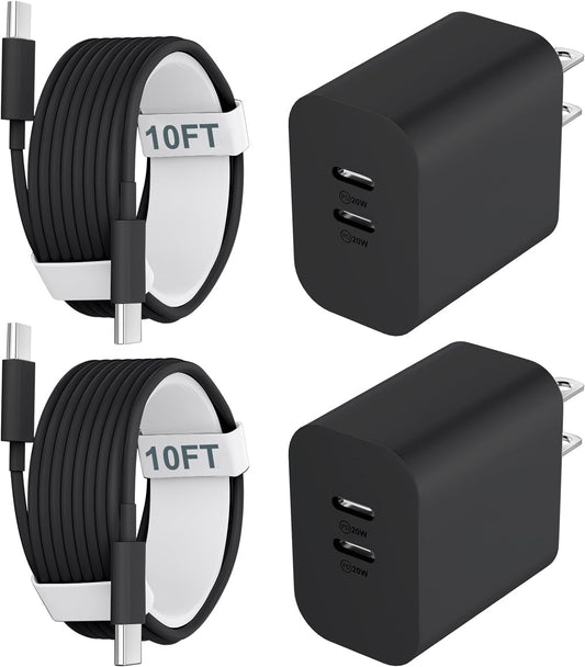 Quick Charge Set: 20W Dual Port Fast Charger & 10FT USB C Cable for iPhone & Android - Auorld