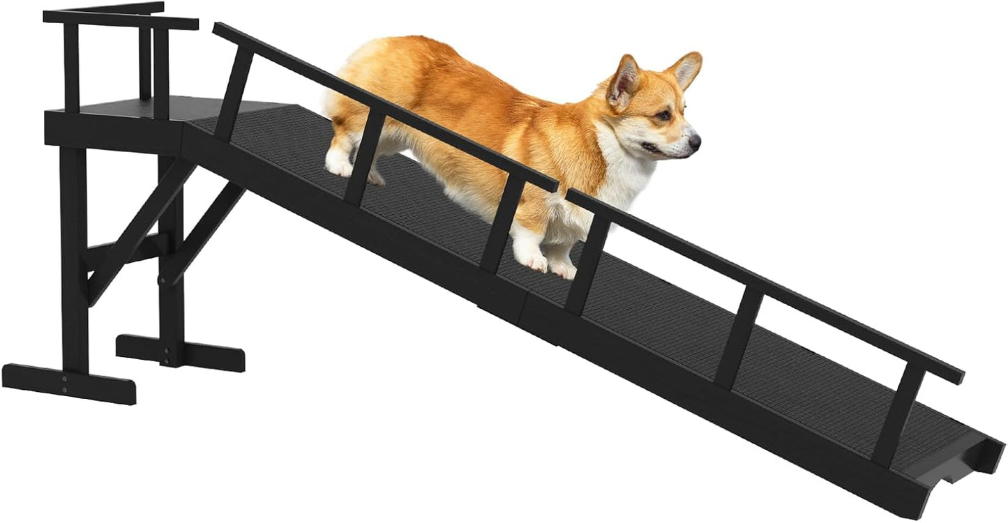 73 Dog Ramp for Bed with Removable Side Rail and Non-Slip Surface
