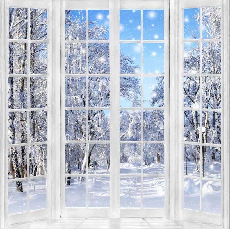 8x8ft Winter Backdrop for Photography - Snowy Wonderland Decor