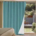 Linen Blackout Curtains 100% Blackout Patio Door Panel - Teal
