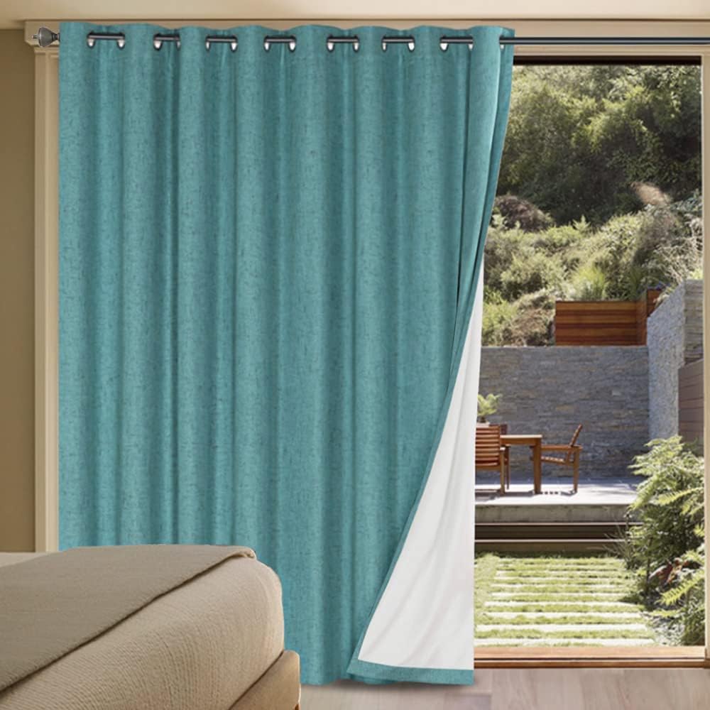 H.VERSAILTEX Linen Blackout Curtains for Sliding Doors 100% Blackout