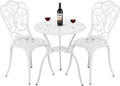 Bistro Set 3 Piece Outdoor Cast Aluminum Patio Set - Durable White